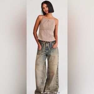 Free People CRVY Outlaw Wide-Leg Jeans. Memphis mud